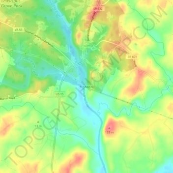 Mapa topográfico Rockaway, altitud, relieve
