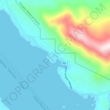 Mapa topográfico Mud Bay, altitud, relieve