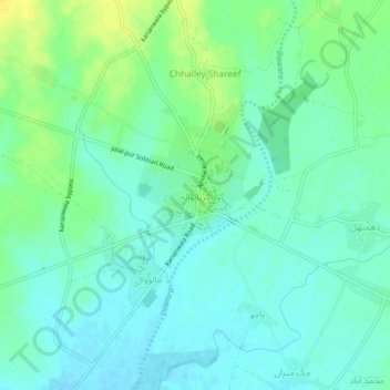 Mapa topográfico Karianwala, altitud, relieve