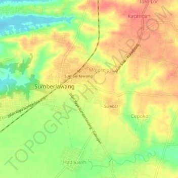Mapa topográfico Mojopuro, altitud, relieve