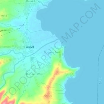 Mapa topográfico Bugaan East, altitud, relieve