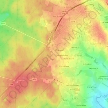 Mapa topográfico Le Boulais, altitud, relieve