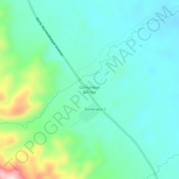 Mapa topográfico Comunidad Everest, altitud, relieve
