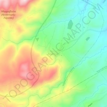 Mapa topográfico Agnanderi, altitud, relieve