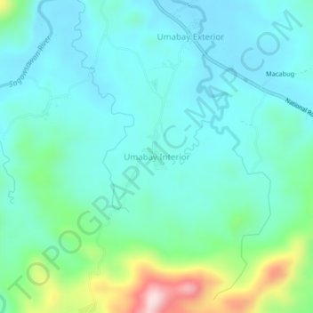 Mapa topográfico Umabay Interior, altitud, relieve