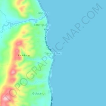 Mapa topográfico Binongkalan, altitud, relieve