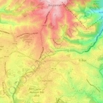Mapa topográfico Les Angels, altitud, relieve