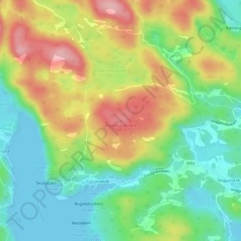 Mapa topográfico Haddelandsheia, altitud, relieve