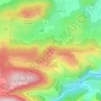 Mapa topográfico Pic du Midi, altitud, relieve