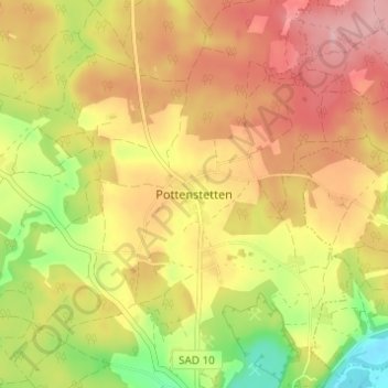 Mapa topográfico Pottenstetten, altitud, relieve