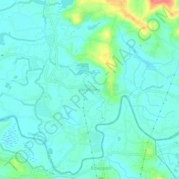 Mapa topográfico Venmony, altitud, relieve