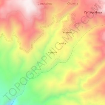 Mapa topográfico Vallecito, altitud, relieve
