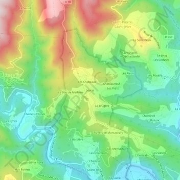 Mapa topográfico Seyras, altitud, relieve