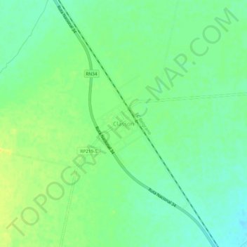 Mapa topográfico Classon, altitud, relieve