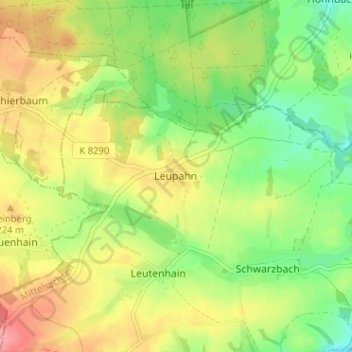 Mapa topográfico Leupahn, altitud, relieve