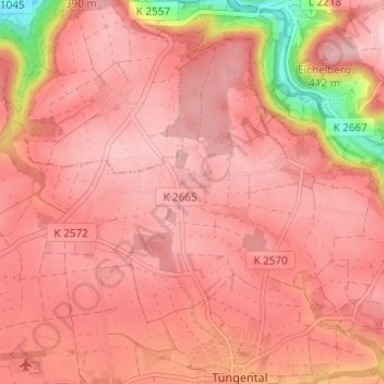 Mapa topográfico Ramsbach, altitud, relieve