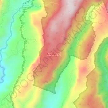 Mapa topográfico Naringgul, altitud, relieve