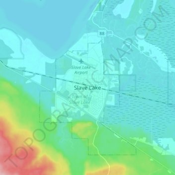 Mapa topográfico Slave Lake, altitud, relieve