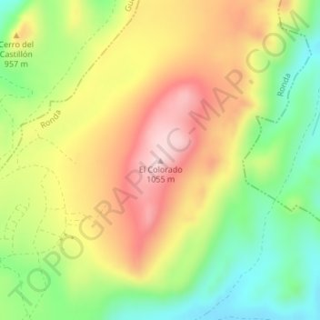 Mapa topográfico El Colorado, altitud, relieve