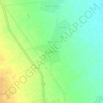 Mapa topográfico Qaraqoyunlu, altitud, relieve