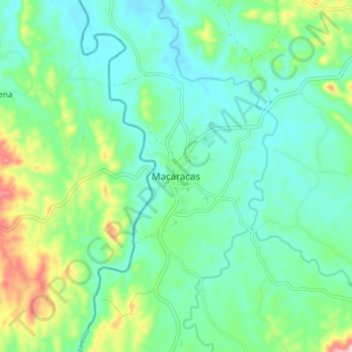Mapa topográfico Macaracas, altitud, relieve
