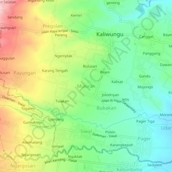 Mapa topográfico Mukiran, altitud, relieve