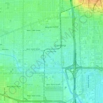 Mapa topográfico Hermosillo, altitud, relieve