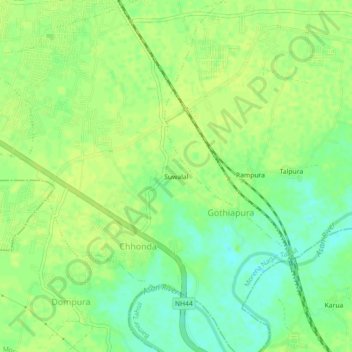 Mapa topográfico Suwalal, altitud, relieve