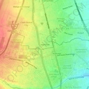 Mapa topográfico Lakandula, altitud, relieve