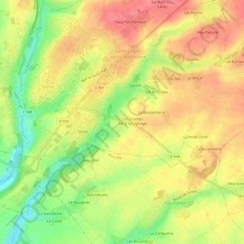Mapa topográfico Mardre, altitud, relieve