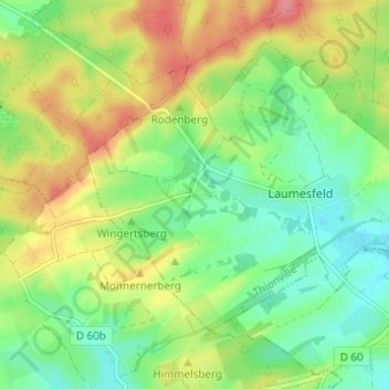 Mapa topográfico Calembourg, altitud, relieve