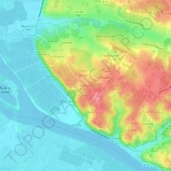 Mapa topográfico Pastissey, altitud, relieve