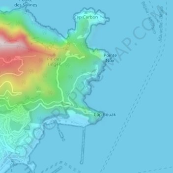 Mapa topográfico Les Aiguades, altitud, relieve