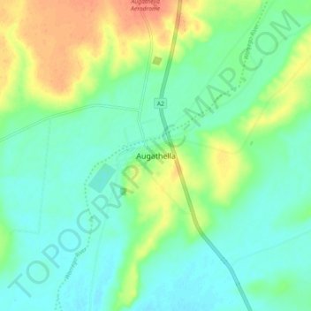 Mapa topográfico Augathella, altitud, relieve