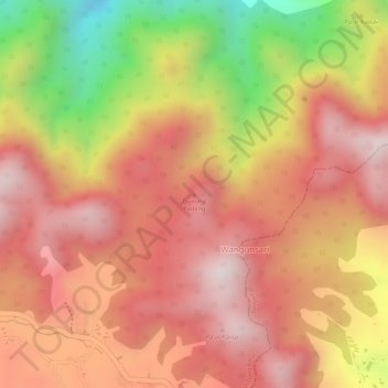 Mapa topográfico Gunung Padang, altitud, relieve