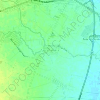 Mapa topográfico Santa Catalina, altitud, relieve