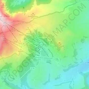 Mapa topográfico Super Besse, altitud, relieve