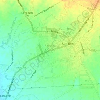 Mapa topográfico Abar 1st, altitud, relieve