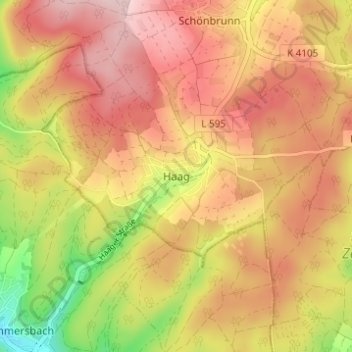 Mapa topográfico Haag, altitud, relieve