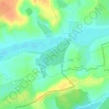 Mapa topográfico Bois des Dames, altitud, relieve