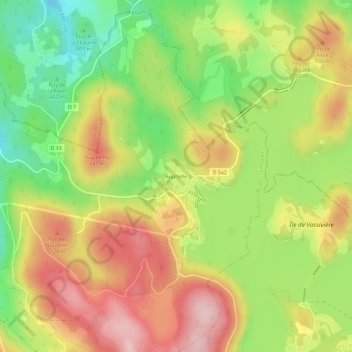 Mapa topográfico Auphelle, altitud, relieve