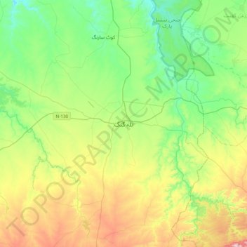 Mapa topográfico Talagang, altitud, relieve