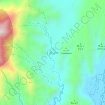 Mapa topográfico Bulalang, altitud, relieve