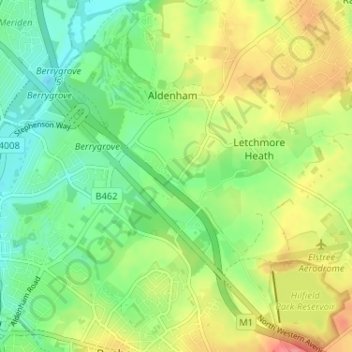 Mapa topográfico Patchetts Green, altitud, relieve