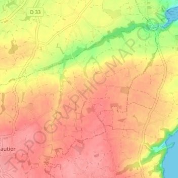 Mapa topográfico Saint-Adrien, altitud, relieve