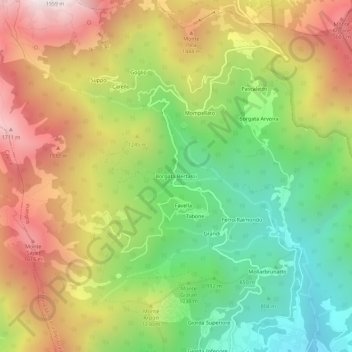Mapa topográfico Borgata Bertassi, altitud, relieve