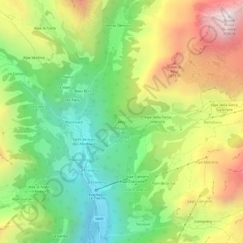 Mapa topográfico Résy, altitud, relieve