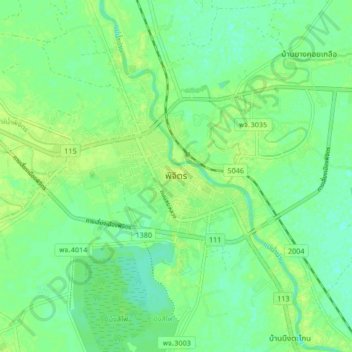 Mapa topográfico Phichit, altitud, relieve