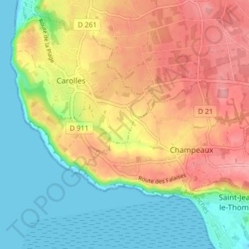 Mapa topográfico La Lande, altitud, relieve