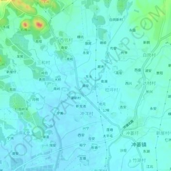 Mapa topográfico Nanhua, altitud, relieve